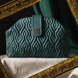 Bella Forest Green Leather Quilted Handbag