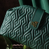 Bella Forest Green Leather Quilted Handbag
