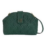 Bella Forest Green Leather Quilted Handbag