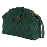 Bella Forest Green Leather Quilted Handbag