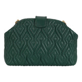 Bella Forest Green Leather Quilted Handbag