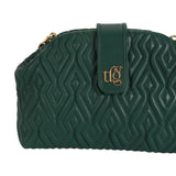 Bella Forest Green Leather Quilted Handbag