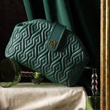 Bella Forest Green Leather Quilted Handbag