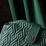 Bella Forest Green Leather Quilted Handbag