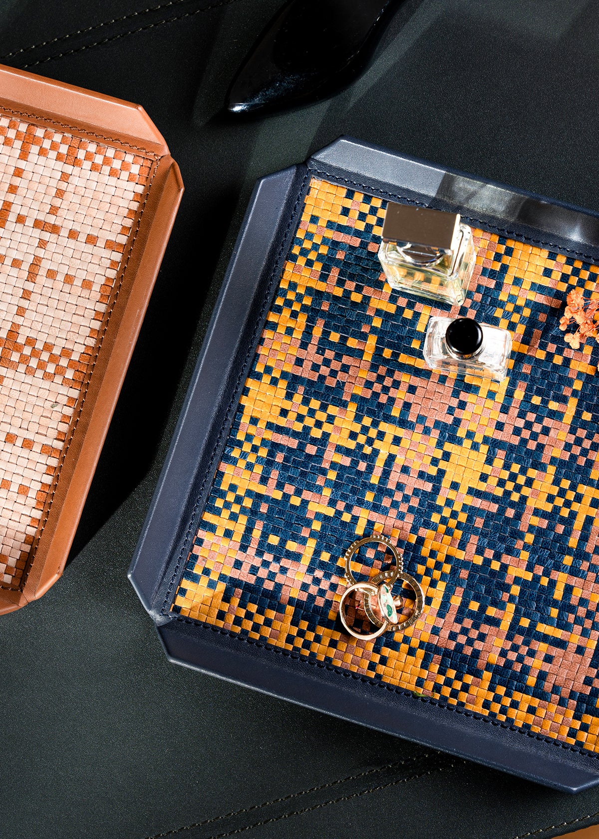 Birch Woven Leather Tray Small