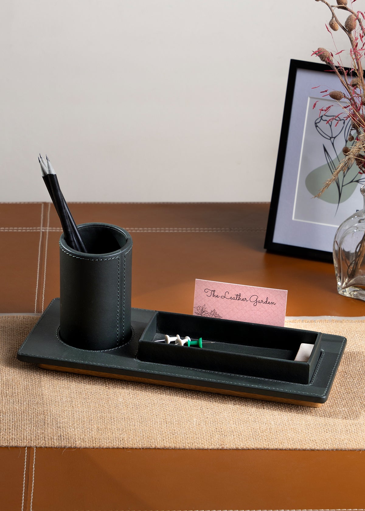 Birch Desk Organiser Forest Green