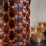 Birch woven Leather Basket