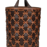 Birch woven Leather Basket