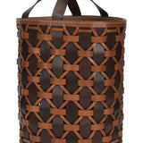 Birch woven Leather Basket