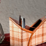 Birch Woven Leather Desktop organiser