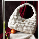 Carla Eggshell Leather Quilted Hobo