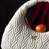 Carla Eggshell Leather Quilted Hobo
