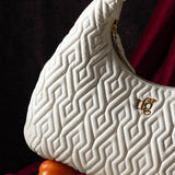 Carla Eggshell Leather Quilted Hobo