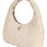 Carla Eggshell Leather Quilted Hobo