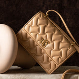Emily Nude Leather Quilted Crossbody Bag