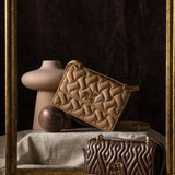 Emily Tan Leather Quilted Crossbody Bag