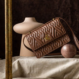 Emily Tan Leather Quilted Crossbody Bag