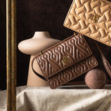 Emily Tan Leather Quilted Crossbody Bag