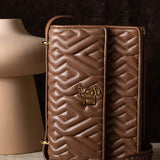 Emily Tan Leather Quilted Crossbody Bag