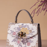Hydrangea-Ivory Leather Shoulder Bag