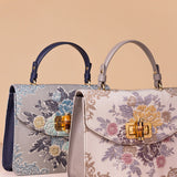 Hydrangea-Ivory Leather Shoulder Bag