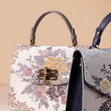 Hydrangea-Pigeon Blue Leather Shoulder Bag