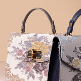 Hydrangea-Ivory Leather Shoulder Bag