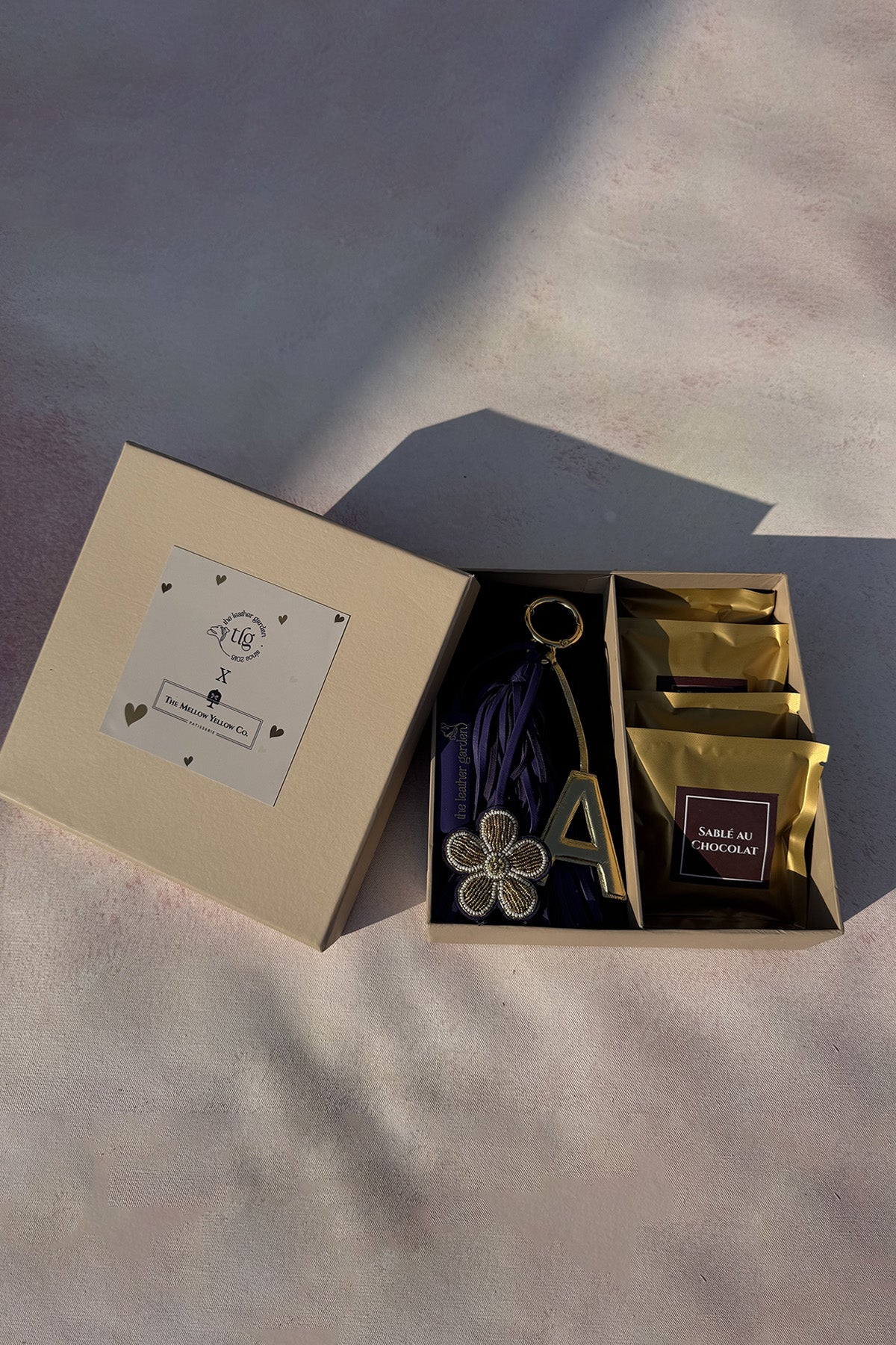 Purple Alphabet Charm and Cookie Gift Box