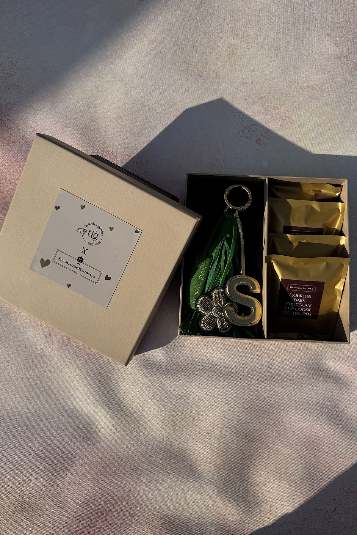 Green Alphabet Charm and Cookie Gift Box