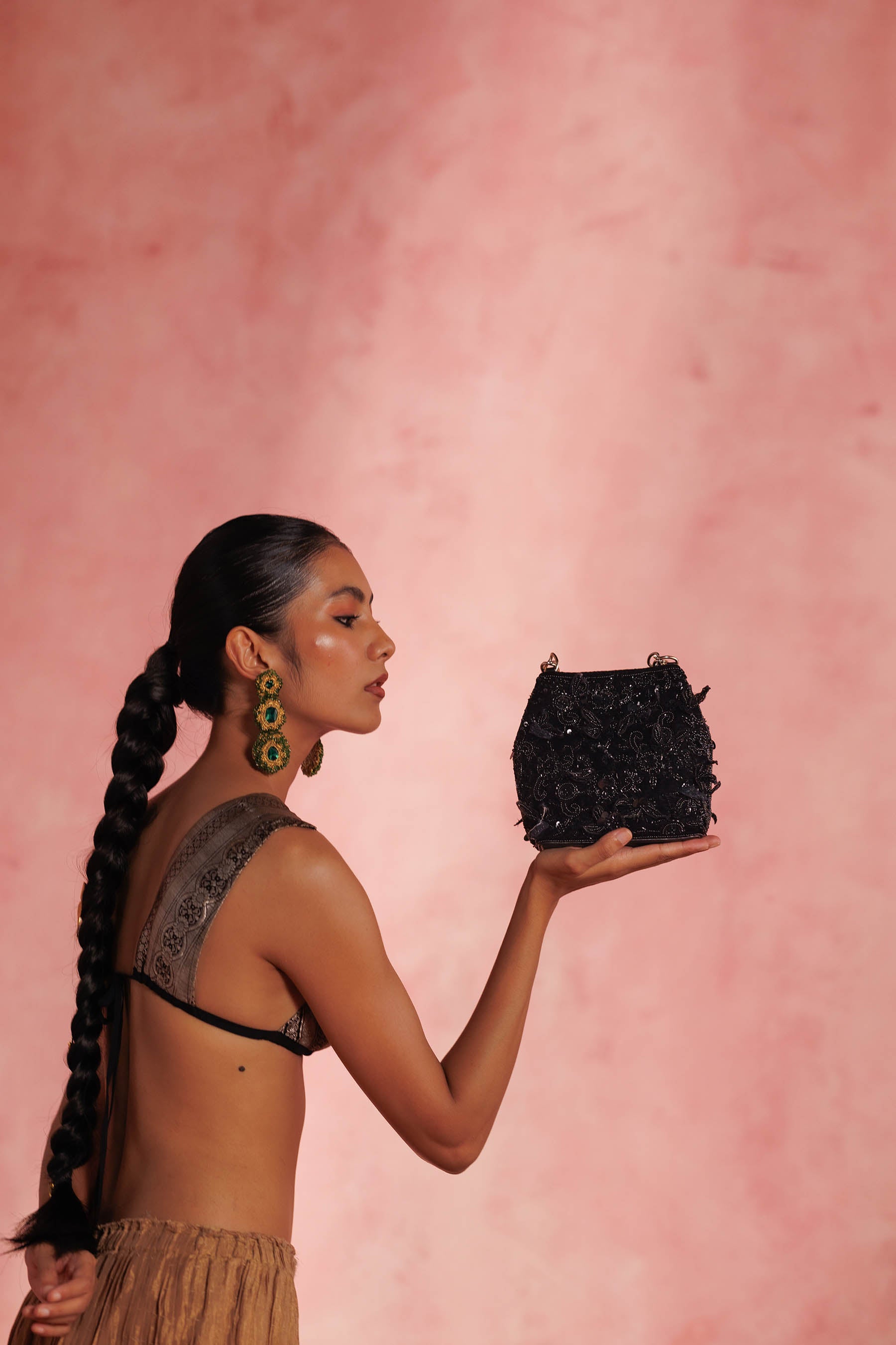 Seher Black Potli Bag