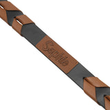Tan & Black woven leather dog collar