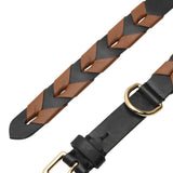 Tan & Black woven leather dog collar