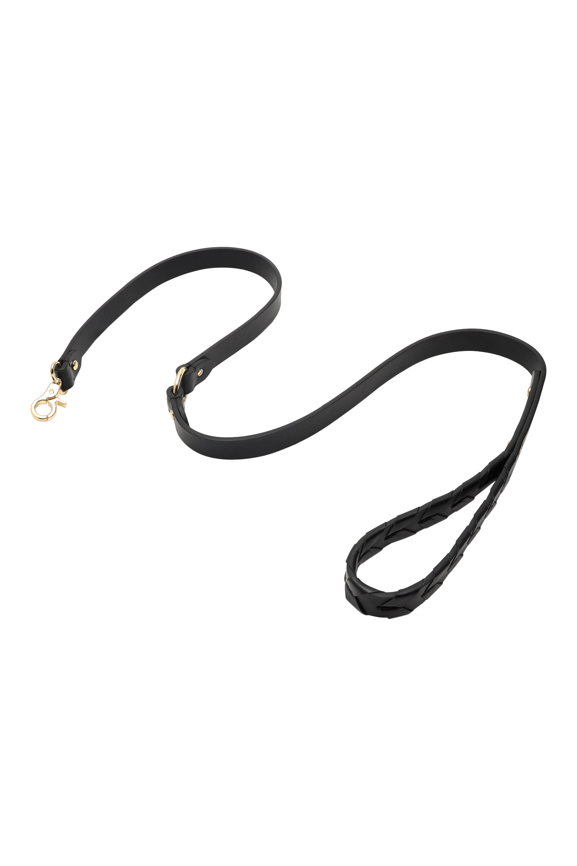 Black woven leather dog leash