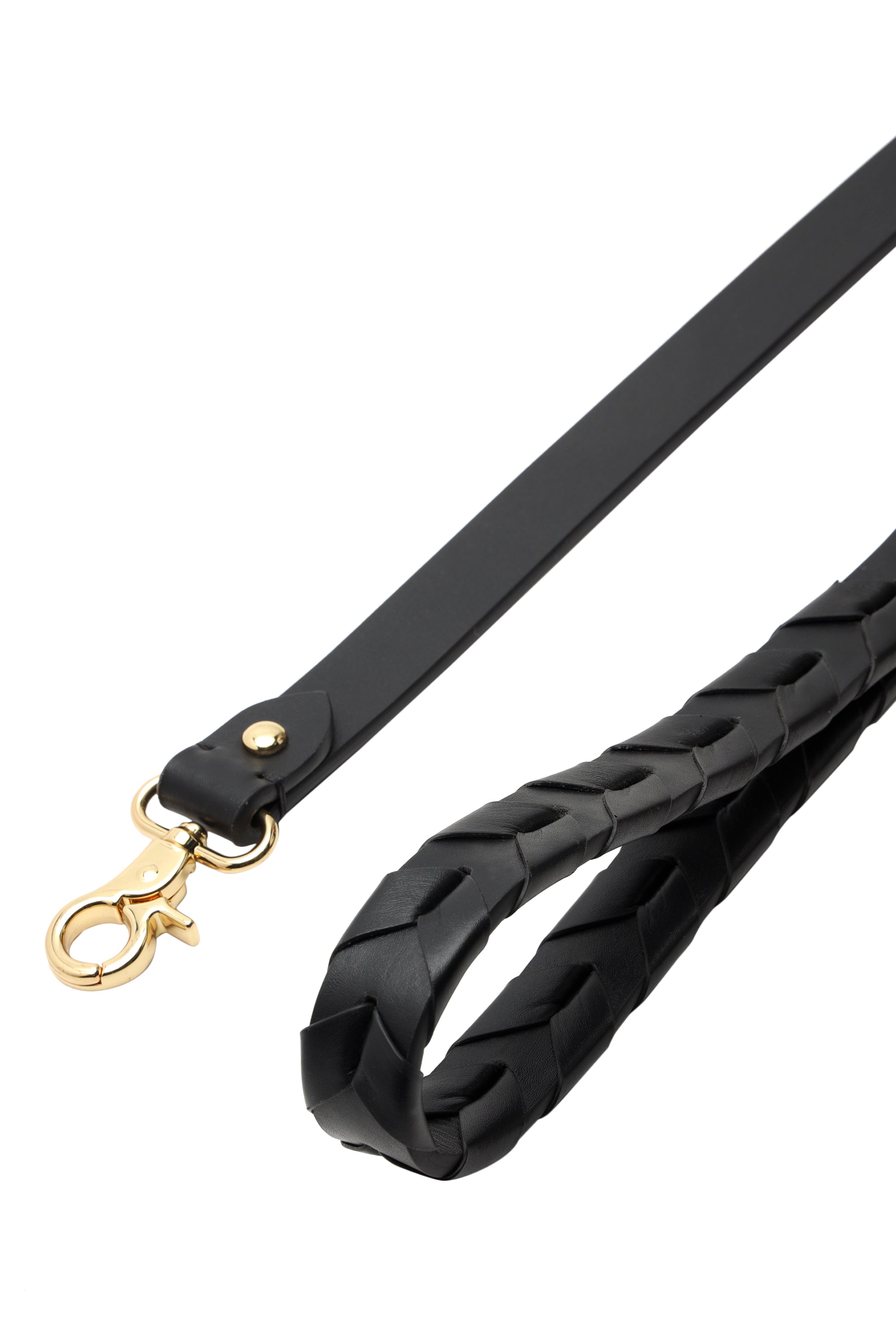 Black woven leather dog leash