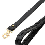Black woven leather dog leash