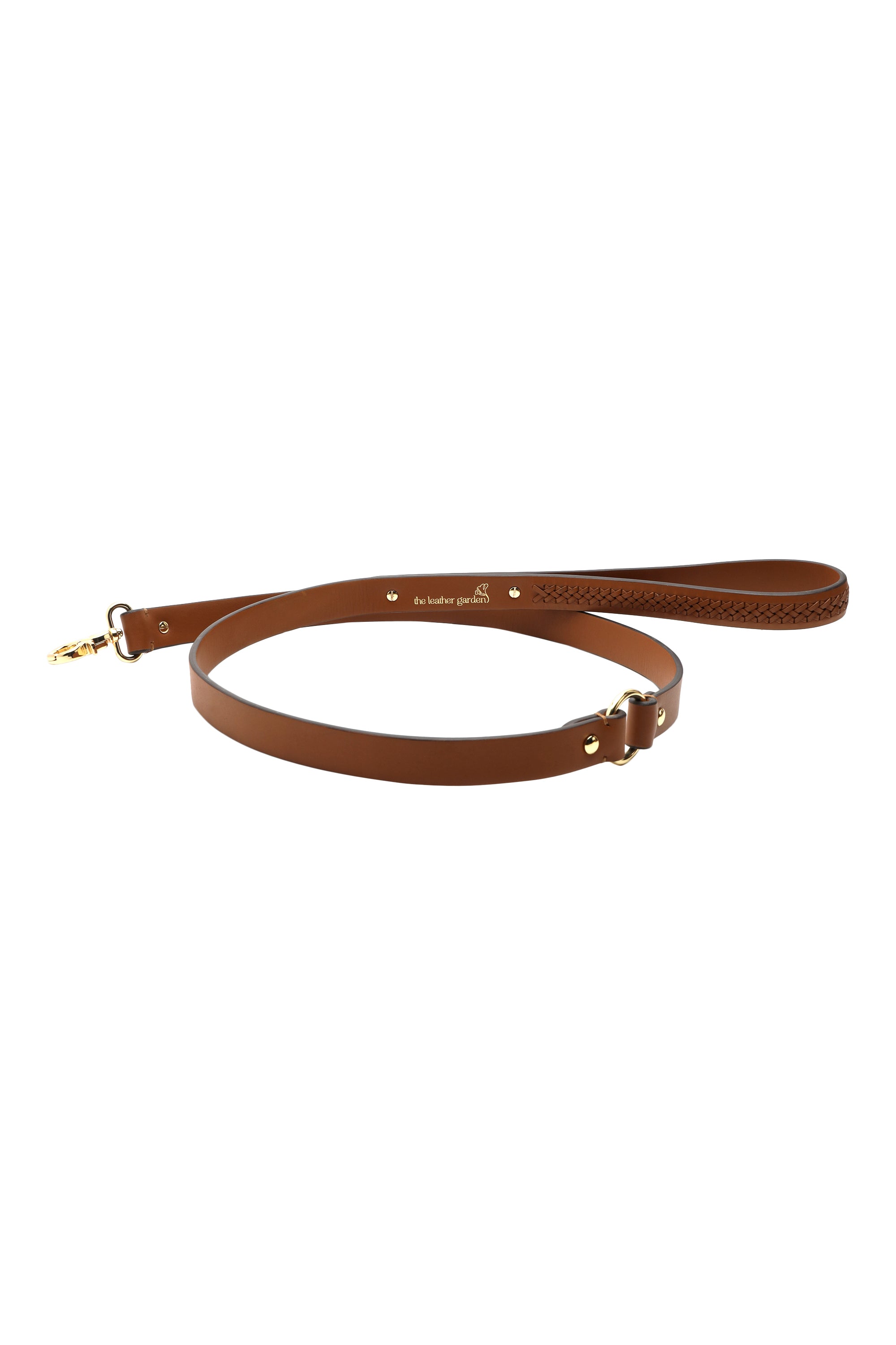 Tan woven leather dog leash