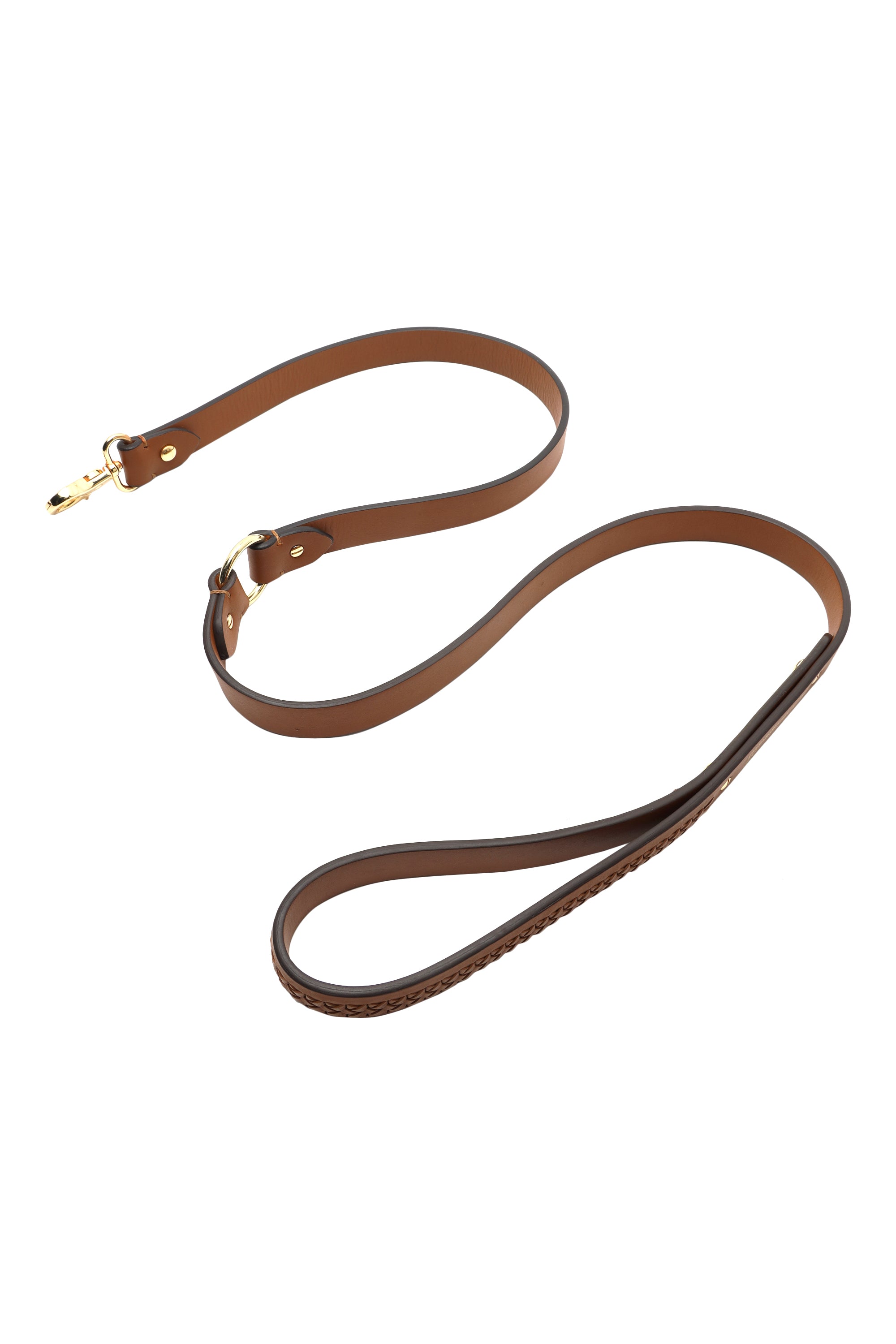 Tan woven leather dog leash