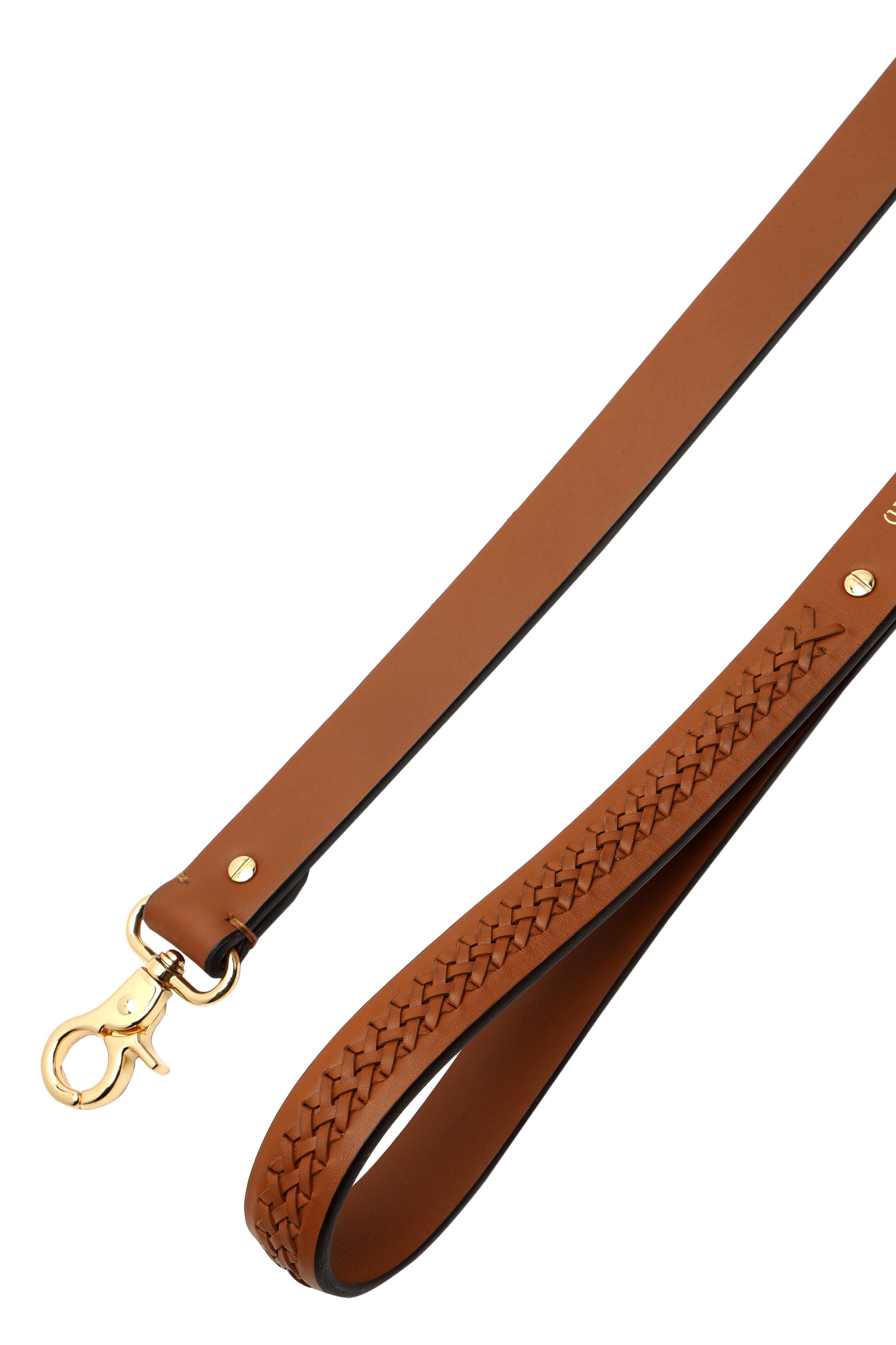 Tan woven leather dog leash