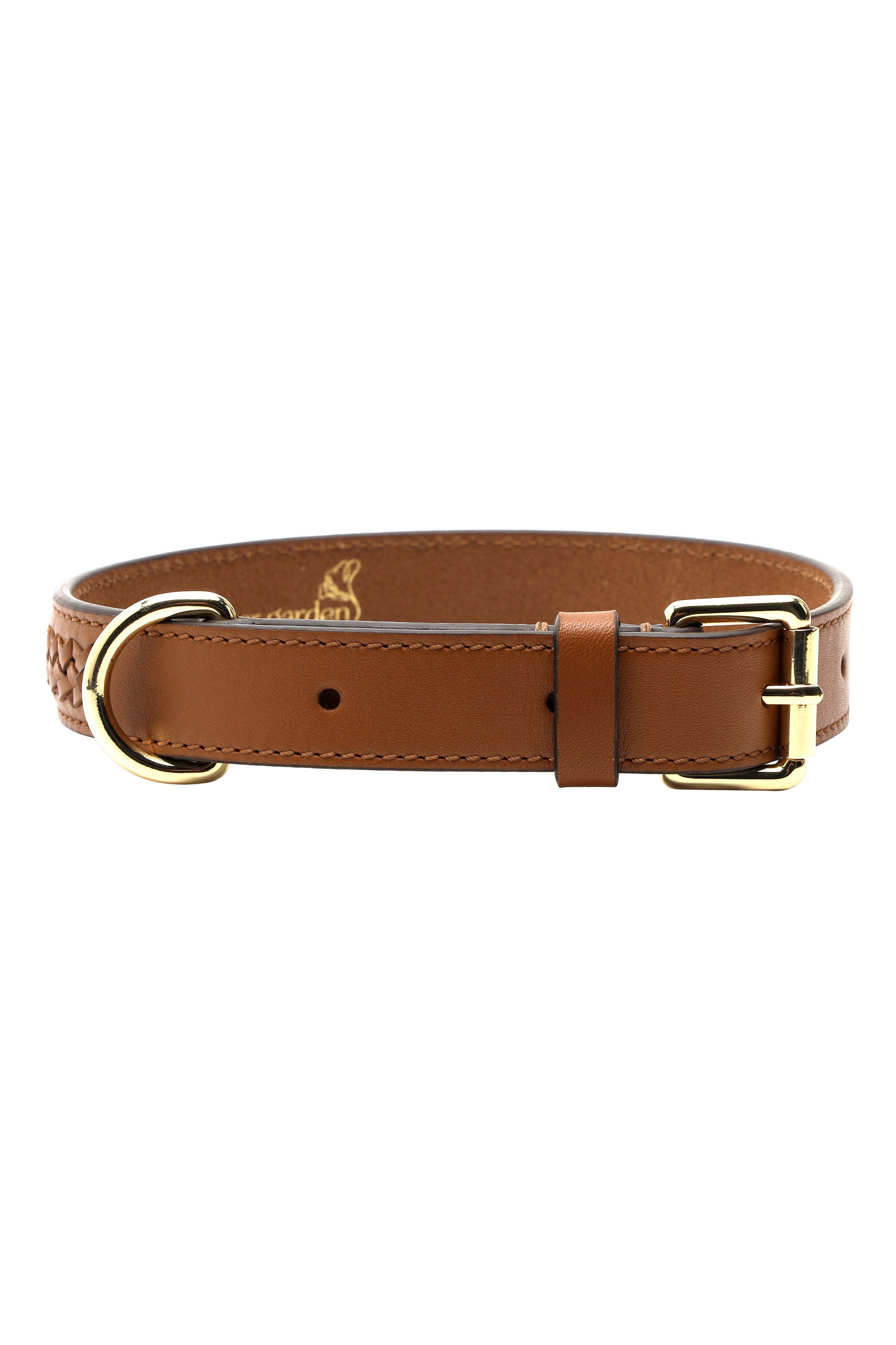 Tan Interlaced leather dog collar