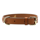 Tan Interlaced leather dog collar