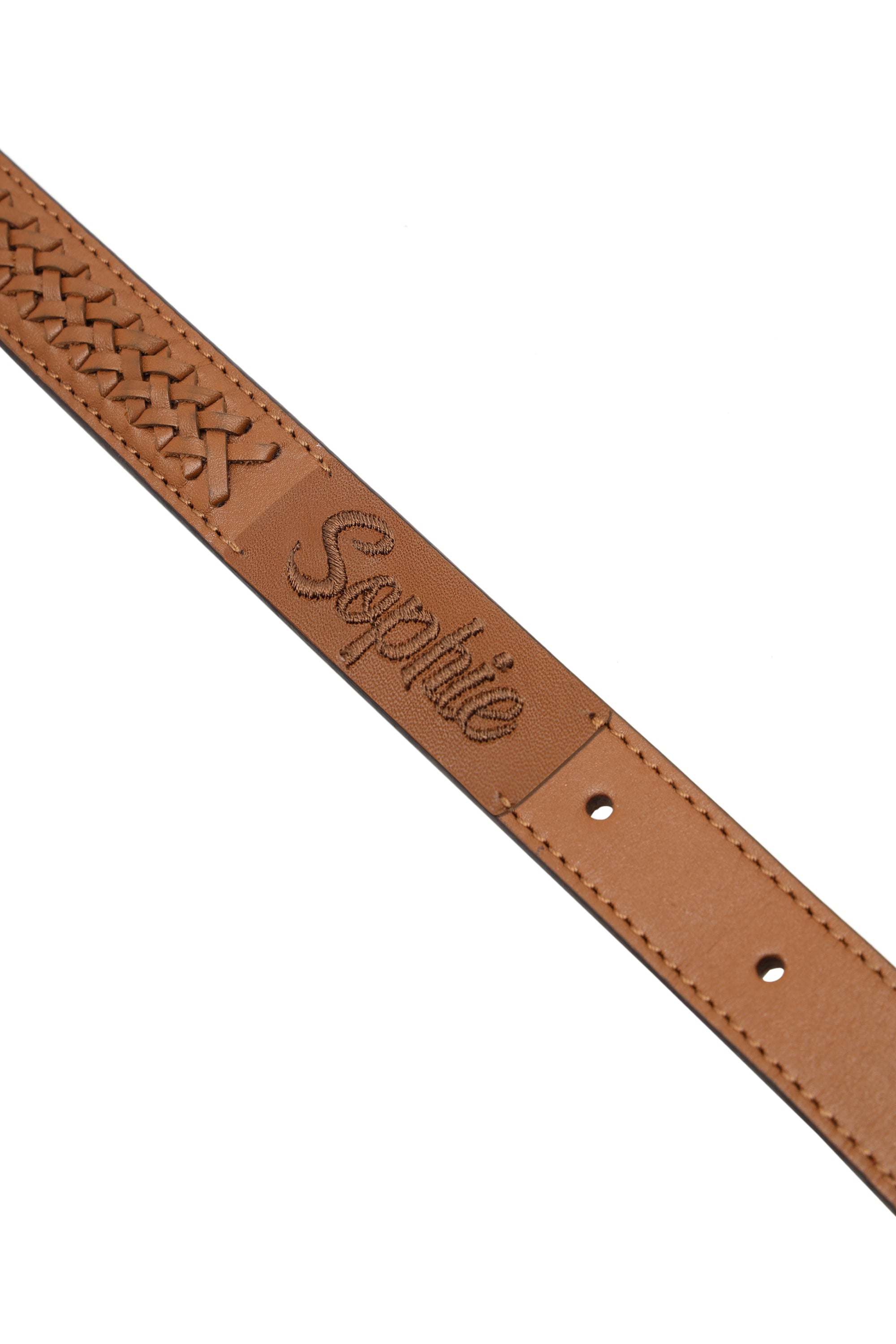 Tan Interlaced leather dog collar