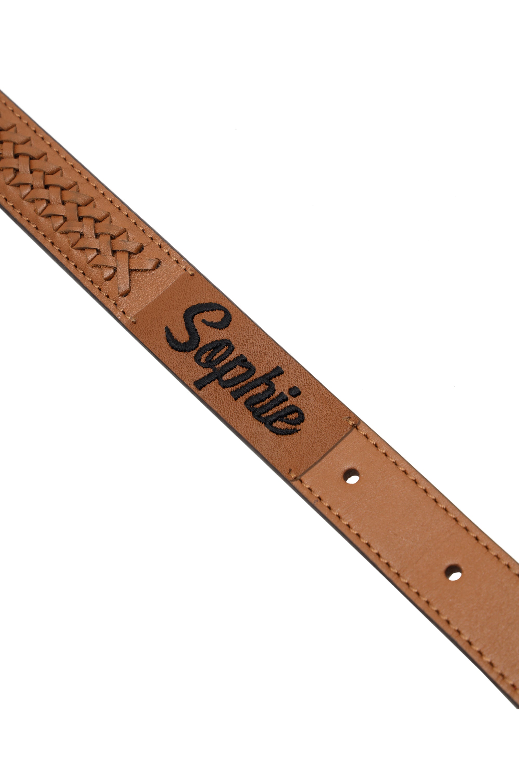 Tan Interlaced leather dog collar