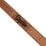 Tan Interlaced leather dog collar