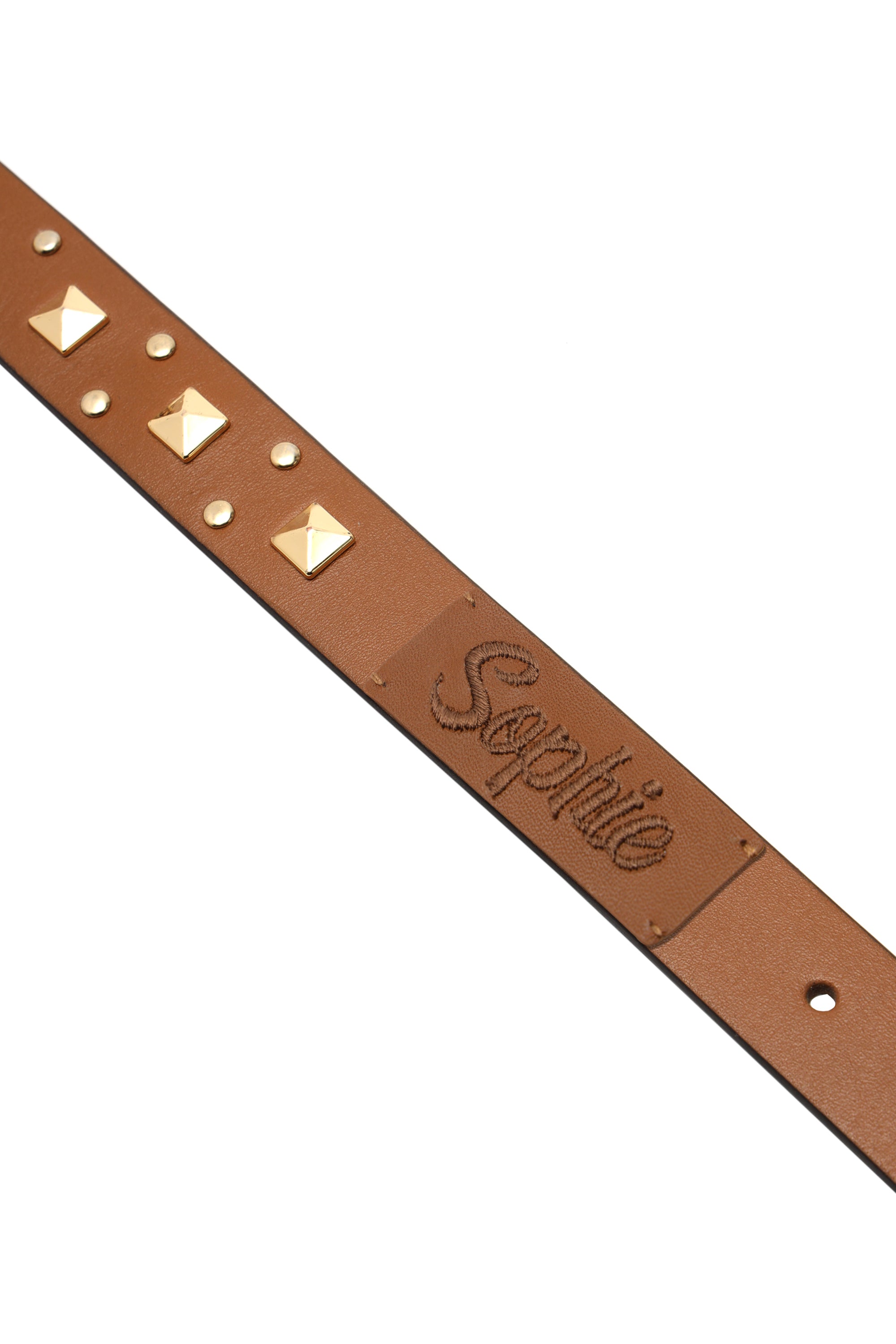 Tan leather dog collar with studs