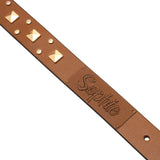 Tan leather dog collar with studs