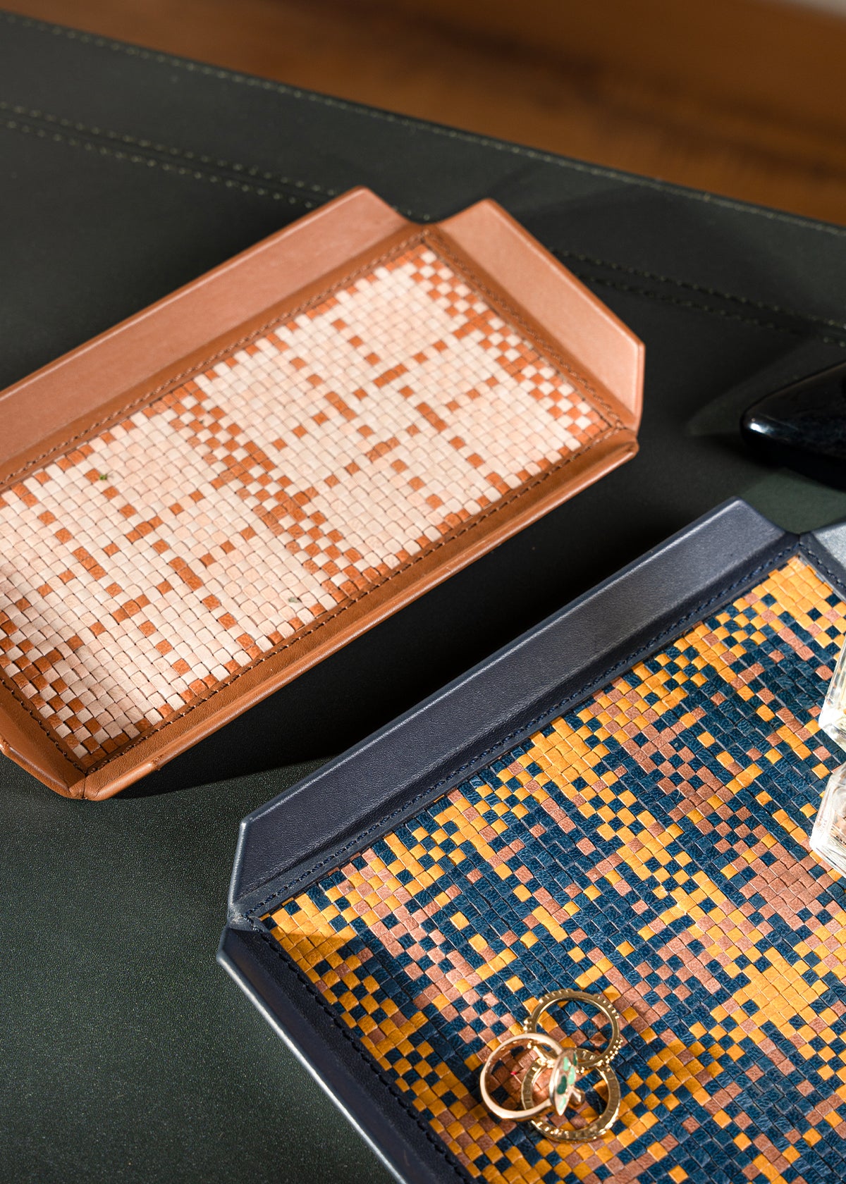 Birch Woven Leather Tray Mini