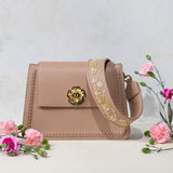 Geranium-Nude Leather Shoulder Bag