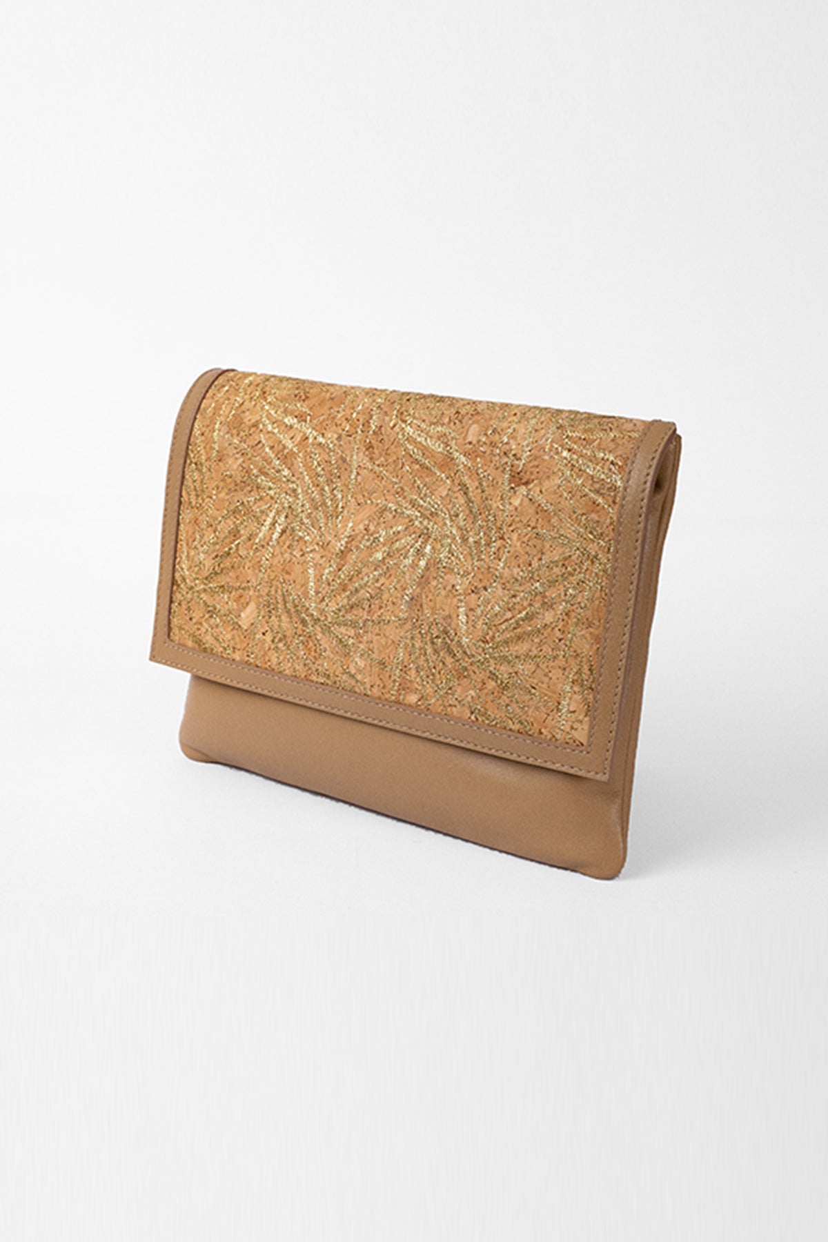 Freesia-Gold Cork Leather Shoulder Bag