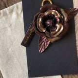Leather Floral Charm - Bronze