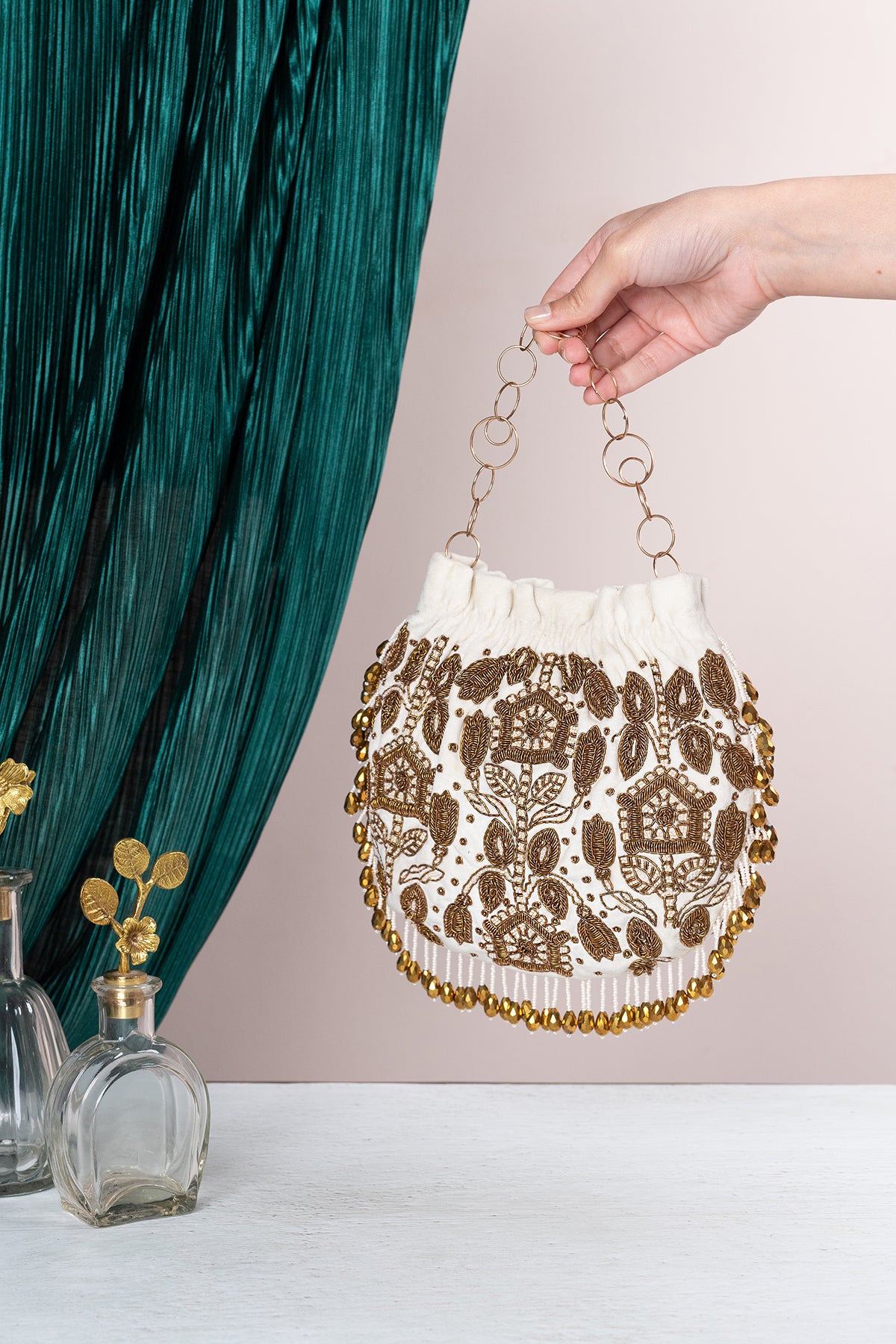 Parijaat Velvet Embellished Potli Bag
